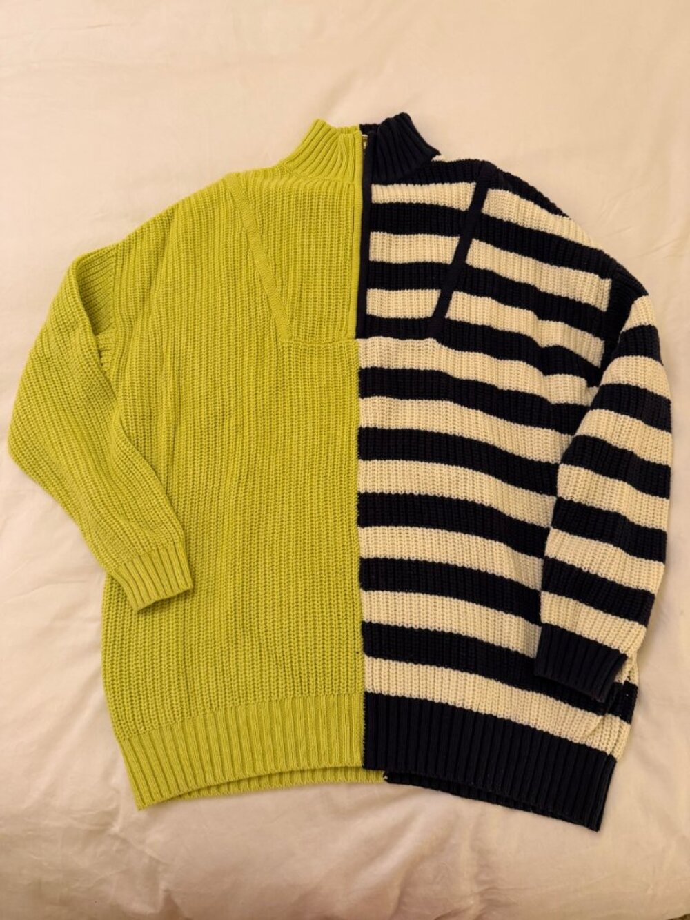 Staud Hampton Green Navy Stripe Sweater XS